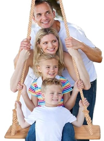 Houten schommelstoel voor volwassenen en kinderen met verstelbaar touw - 55 x 19,5 x 3 cm, 160 kg capaciteit