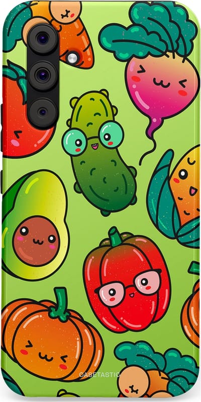 Casetastic Hoesje Geschikt voor Samsung A54 (5G) - Stijlvolle Beschermende Duo-layer Case - Cartoon Groente Mix