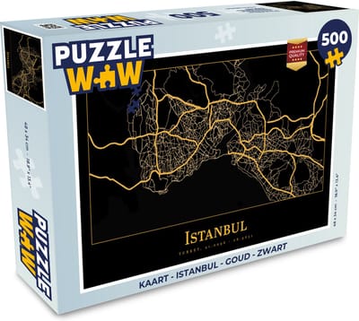 Puzzel Kaart - Istanbul - Goud - Zwart - Legpuzzel - Puzzel 500 stukjes