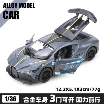 Sachet 1:36 Voiture en Alliage Simule Bugatti Divo Voiture de Sport de Course à Rappel, Élégante Voiture Jouet à Trois Portes Cadeau pour Enfants, Ornement de Voiture