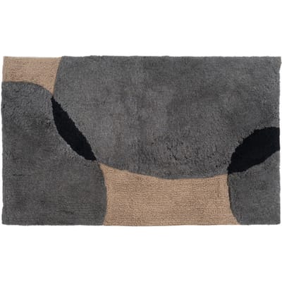 Badmat Bink - Grey 60 x 100 cm - Katoenen Badmat met Organisch Dessin