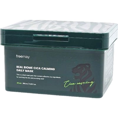 Freemay Real Biome Cica Kalmerend Dagelijks Masker 30 Stuks – Verzachtend Koreaans Sheet Masker voor de Gevoelige Huid, Centella & Probiotica Essence Pack 30 Sheets black
