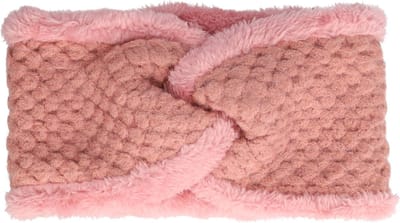 Haarsoires Haarband Twist 12cm – Teddy 10% Wol – Gebreide Stof – Roze - Zachte Knoop Hoofdband - Haaraccessoire voor Dames & Meisjes