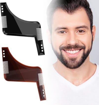 Dailygoods- Baardsjabloon - 2 Stuks - Baardkam - Styling Tool - Draagbaar - Perfect Cadeau voor Mannen - Hoogwaardig Materiaal - Baardstyling