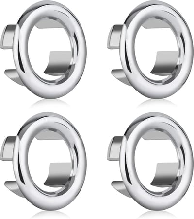 Gootsteen Overloop Covers - Wastafel Ring Decoratie - Voorkom Lekken - Verchroomde ABS Kunststof - 4 stuks - Zilver