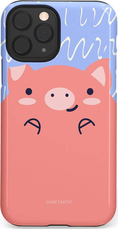 Casetastic hoesje geschikt voor Apple iPhone 11 Pro - Dubbellaagse bescherming - Knuffel van varken - Fashion Case - Koraal Lichtblauw