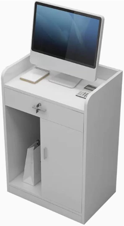 Receptiebalie Bureau - Kassa toonbank - Winkel ontvangst - Afsluitbare lades - 60 x 40 x 100 cm - Wit