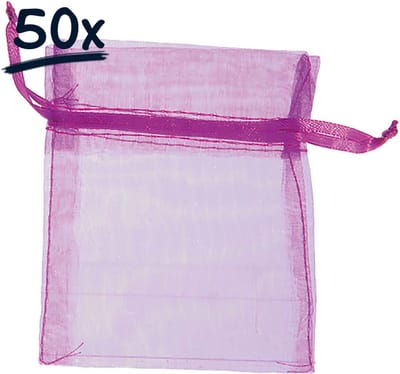 Set van 50 Organza Zakjes (8x10 cm) met Trekkkoord – Perfect als Cadeauzakjes, Bruiloftsbedankjes en Feestdecoratie