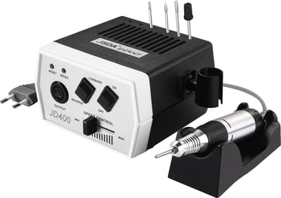 Elektrische nagelfrees, JSDA® JD 400, professioneel 30.000 omw/min, set nagelvijl, manicure, pedicure, gelnagels, frees incl. 4 opzetstukken, acrylnagels, 4 bits, eeltverwijderaar, privé & studio