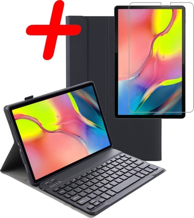 Hoes Geschikt voor Samsung Galaxy Tab S5e - Met Screenprotector - Toetsenbord Case - Keyboard Book Cover - Hoesje - Zwart
