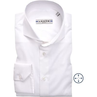 Ledub slim fit overhemd - wit - Strijkvriendelijk - Boordmaat: 39
