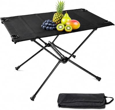 Thijox - Opvouwbare Campingtafel Inklapbaar 60x40x39 cm met Draagtas - Lichtgewicht Klaptafel voor Picknick, Wandelen, Reizen - Zwart - Weerbestendig