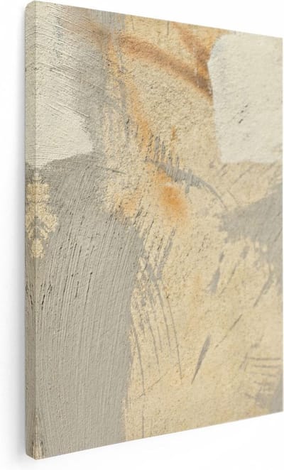 Artaza Canvas Schilderij Abstract Beige - 30x40 cm - Klein - Muurdecoratie Woonkamer - Wanddecoratie Industrieel - Kamer Accessoires