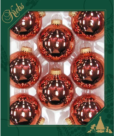 Krebs kerstballen - 16x - gepolijst koper kleur - D7 cm - glas - kerstversiering - kerstboomversiering