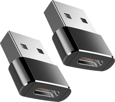 USB Adapter - USB-A (m) naar USB Type-C (v) - USBC2 - Zwart - 2 stuks