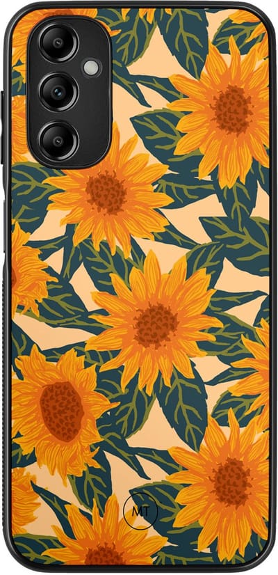 Hoesje geschikt voor Samsung Galaxy A14 5G - Zonnebloemen - TPU Hard Case Backcover - Oranje - Mooie Telefoonhoesjes