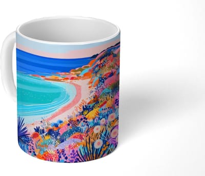 Mok - Koffiemok - Bloemenweide - Zee - Zomers - Mokken - 350 ML - Beker - Koffiemokken - Theemok