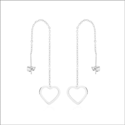 Aramat Jewels- doortrek oorbellen Zilverkleur-Hart-ketting oorbellen