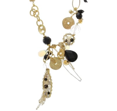 Behave - Ketting dames - goudkleur zwart hanger - expressieve stijl