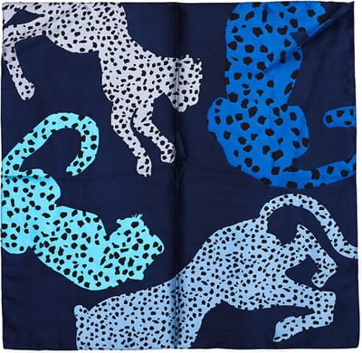 Vierkante Sjaal met Artistiek Luipaard- en Pantersilhouettendessin (70x70cm) - Blauw