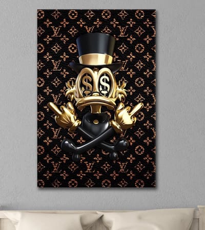 Dollar Duck Louis- Kristal Helder Galerie kwaliteit Plexiglas 5mm. - Blind Aluminium Ophang-frame - Luxe wanddecoratie - Fotokunst - professioneel verpakt en gratis bezorgd