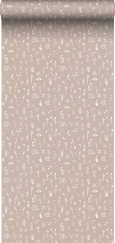 ESTAhome behang bloemmotief oudroze en wit - 53 cm x 10.05 m - 139280
