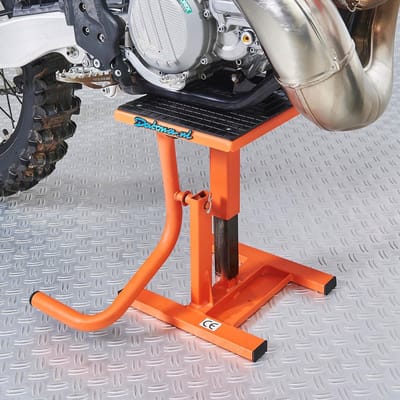 Datona® MX-Lift Cross- en Enduromotoren – Veilig Trapbok Motorlift – Draagvermogen 135 kg – Verstelbaar – Verkrijgbaar in Zwart en Oranje
