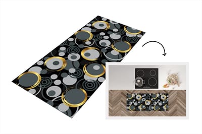 Keukenloper - Loper keuken - Goud - Cirkel - Patronen - 120x50 cm - Keukenloper vinyl