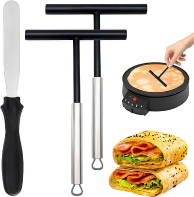 Spatel Deegverdeler - Pannenkoek Gereedschap - Beslag Gelijk Verdelen - Geïntegreerd Spatelontwerp - 3 Stuks 20cm - Zwart