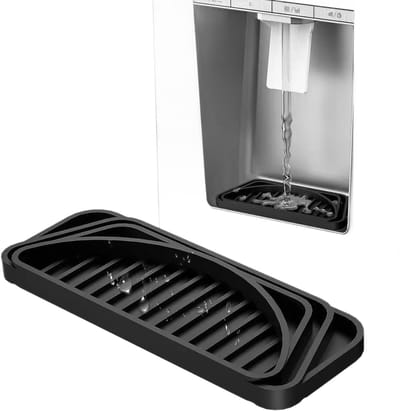VHV - Lekbak koelkast - Waterdispenser lekbak - Wateropvanger - Siliconen - Antislip - Rechthoekig - Voor koelkast en waterdispenser - 21.1*8*1.5cm - 2 stuks - Zwart