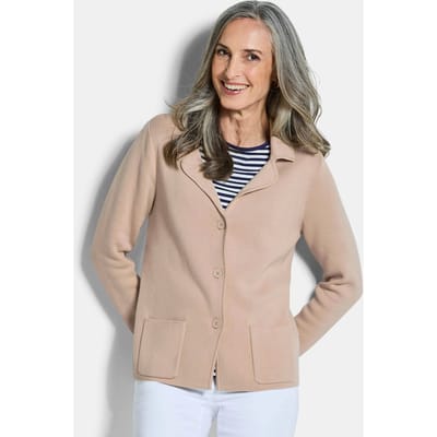 Tricot blazer met opgestikte zakken - beige - Gr. 23 van Goldner Fashion