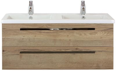 Seville Badmeubelset 120 cm - 2 Laden Natuur Eiken - Wastafel Djazz Dubbel