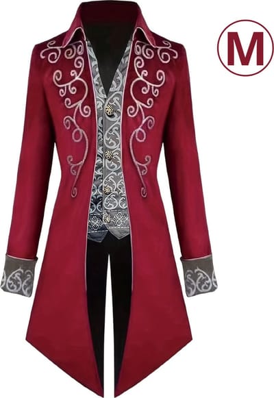Bovista Halloween Kostuum - Halloween Outfit - Volwassenen - Piraat - Jas - Steampunk - Rood - Maat M - Costume - Carnaval