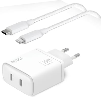 35w snellader geschikt voor iPhone 14, 13, 12, 11, X, Xr, Xs, Pro, Max - 1 meter - 2 poorten - tegelijk opladen - usb lader - usb-c stekker - oplader adapter geschikt voor iPhone