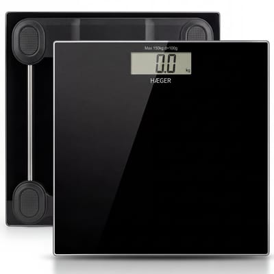 Haeger Personenweegschaal - Inclusief Batterijen - Digitaal - Tot 180 kg - Weegschaal - Zwart