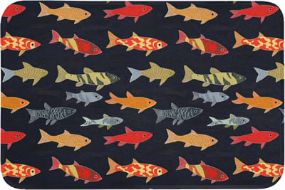 Badmat 90x60 cm - Antislip - Vissen - Patroon - Kleurrijk - Badmatten voor badkamer - Badkamermat - Douchemat - Badkamer mat