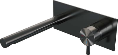 Brauer Gunmetal Edition - Wastafelkraan - Inbouw - Geborsteld Gunmetal PVD - 1 Greeps - Model B1 - Rechte Uitloop & Afdekplaat
