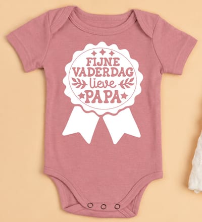 Baby Rompertje Vaderdag – Fijne Vaderdag Lieve Papa – Roze Romper met Print – 6 tot 12 maanden