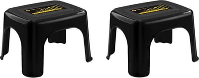Set van 2x stuks hega hogar krukje - zwart - 27 x 32 x 21 cm - kunststof - opstapje - anti-slip - toilet/wc opstapje