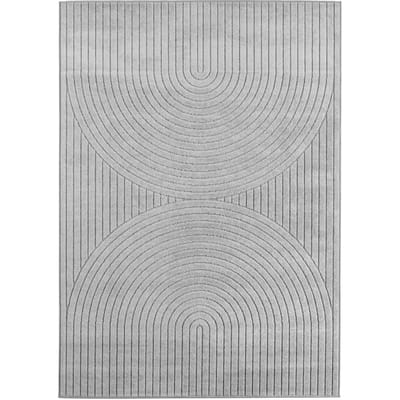 Buitenkleed NOVA – Indoor & Outdoor Vloerkleed– Japandi & Scandinavisch Design – Effen - 3D-Look - Weerbestendig & UV-proof - Zilver- 80x150 CM