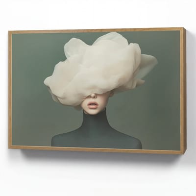 Wandlamp 90x60 cm - Oplaadbaar - Hoed - Vrouw - Beige - Wandlampen binnen woonkamer - Slaapkamer lamp - Decoratieve nachtlamp - Vloerlamp draadloos