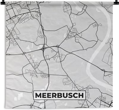 Wandkleed - Wanddoek - Duitsland - Stadskaart - Plattegrond - Kaart - Meerbusch - 180x180 cm - Wandtapijt