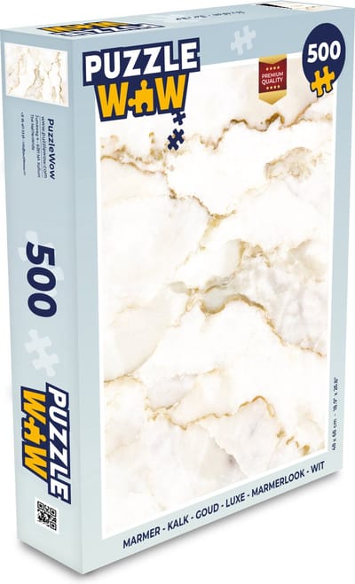 Puzzel Marmer - Kalk - Goud - Luxe - Marmerlook - Wit - Legpuzzel - Puzzel 500 stukjes
