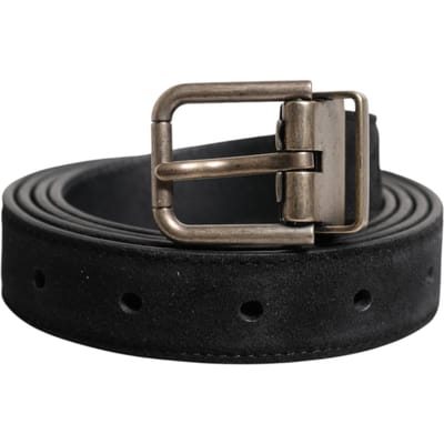 Dolce & Gabbana Zwart Kalfskleren Classic Metalen Gesp Riem