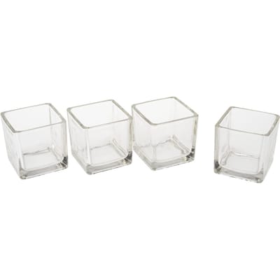 VBS Theelichtglazen "Cube", 4 stuks