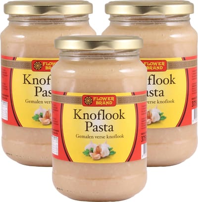 Flowerbrand® | 3 x 375g Knoflook Pasta | Versgemalen knoflook | Verrijker