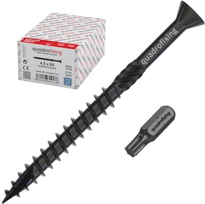 Roestvrijstalen Schroeven - Geharde Bevestigers - Houten Gevels Monteren - Zwarte Corrosiebestendige Coating - 4.5x45 mm - Zwart