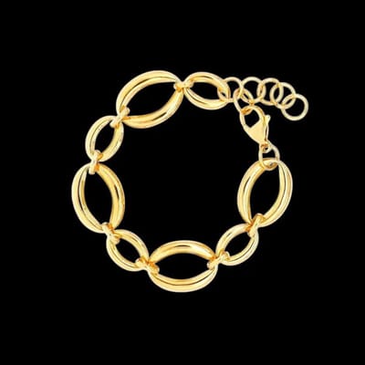 Victoria Valenza Goudkleurige RVS Platte Ovale Schakelarmband - Armband - Goudkleurig - RVS - Schakelarmband