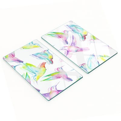 Multifunctionele decoratieve glazen borden met kolibrie-print 2x30x52 cm