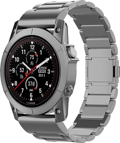 Strap-it Magnetische titanium schakel band - geschikt voor Garmin Fenix 5 (Plus) / 6 (Pro) / 7 (Pro - Sapphire - Solar) / 8 - 47mm / Fenix E / Quatix 5 / 6 / 7 / Forerunner 965 / 955 / 945 / 935 / 745 (grafiet)